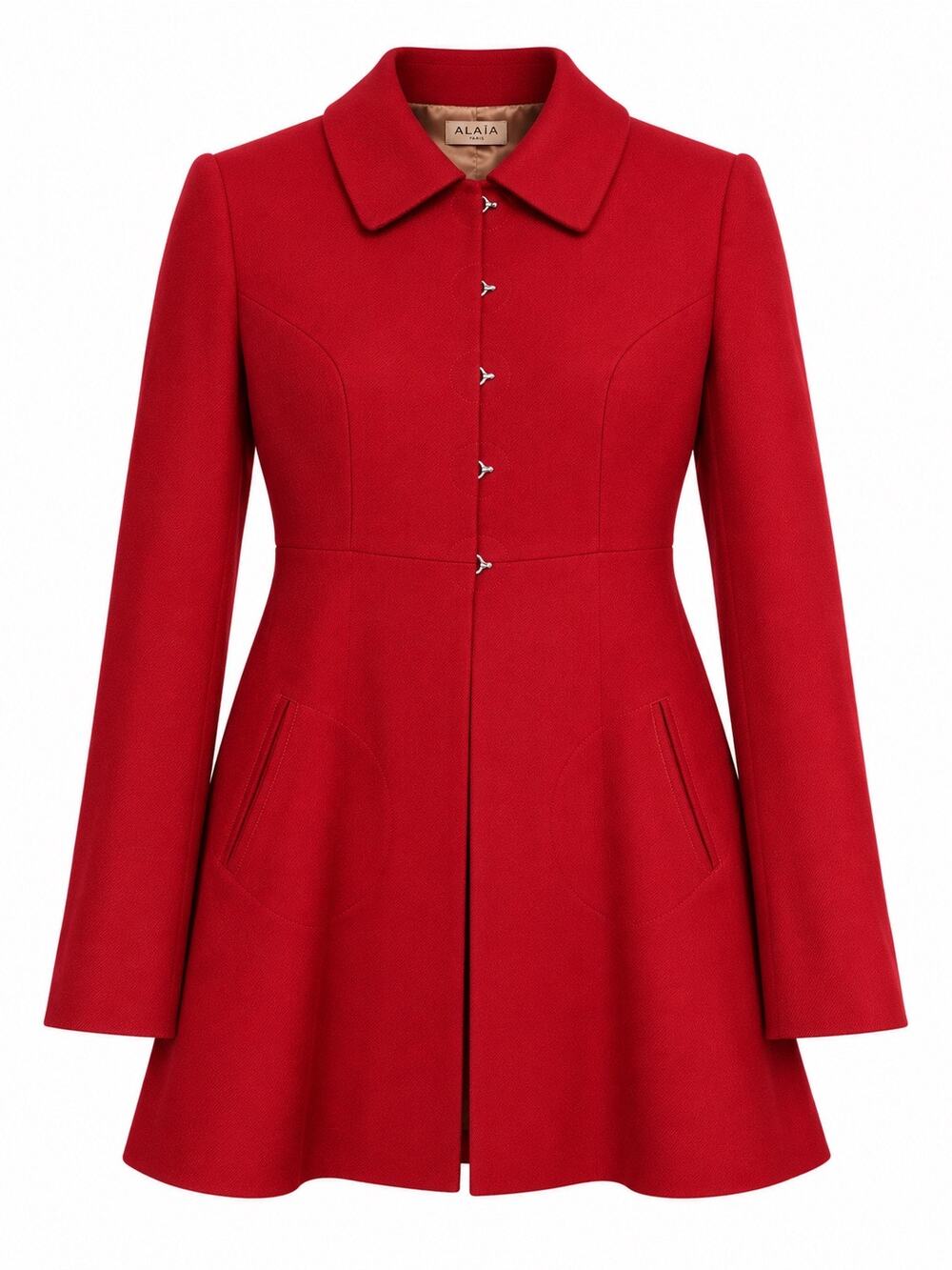 Alaïa Paris Vintage 1990s Red Wool Fit & Flare Coat France 38 FR 6 US3